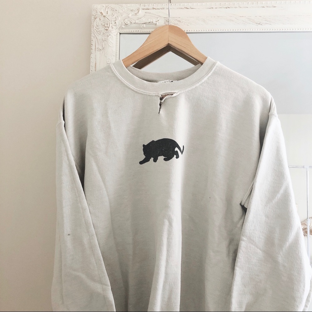 Distressed Topshop Panther Crewneck Sweater